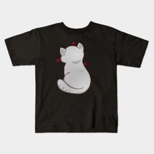 Kawaii Angry Gray Cat from the backside, Cat Lover Kids T-Shirt